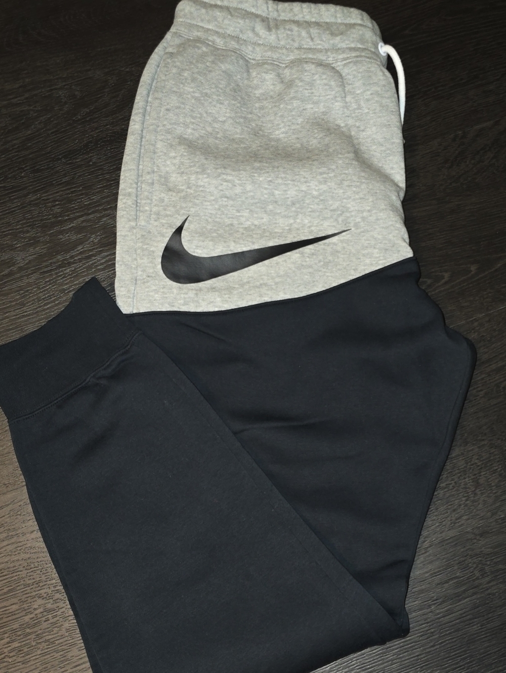 Nike Grey and Black Colorblock Fleece Joggers